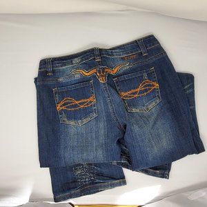 Cowgirl Tuff Jeans Longhorn detail distressed jeans (new without tags) sz 29X33
